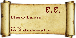 Blaskó Balázs névjegykártya